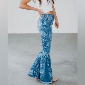 KanCan NWT Floral Blue Flare Jeans